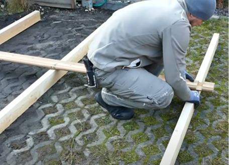 Gartensauna selbst bauen - Fundament / Unterkonstruktion aufstellen
