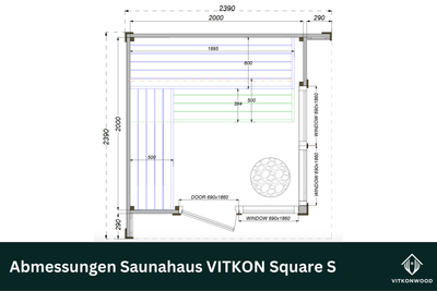 Premium Saunahaus VITKON Square S - Thermoholz