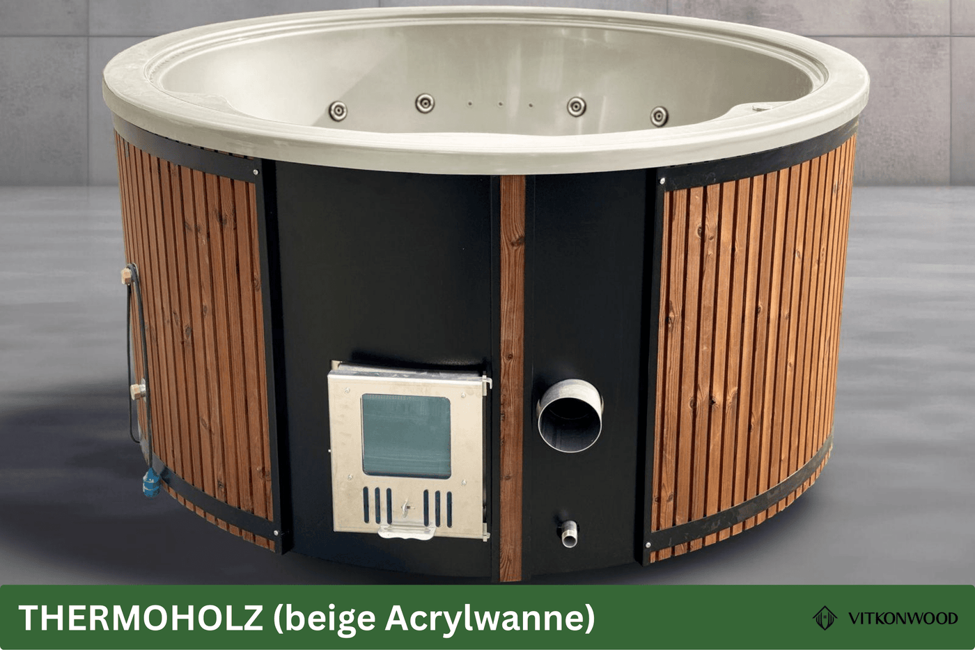 AKTIONSMODELL: Hot Tub mit integr. Holzofen | Komplettpaket BASIC-LINE TWO
