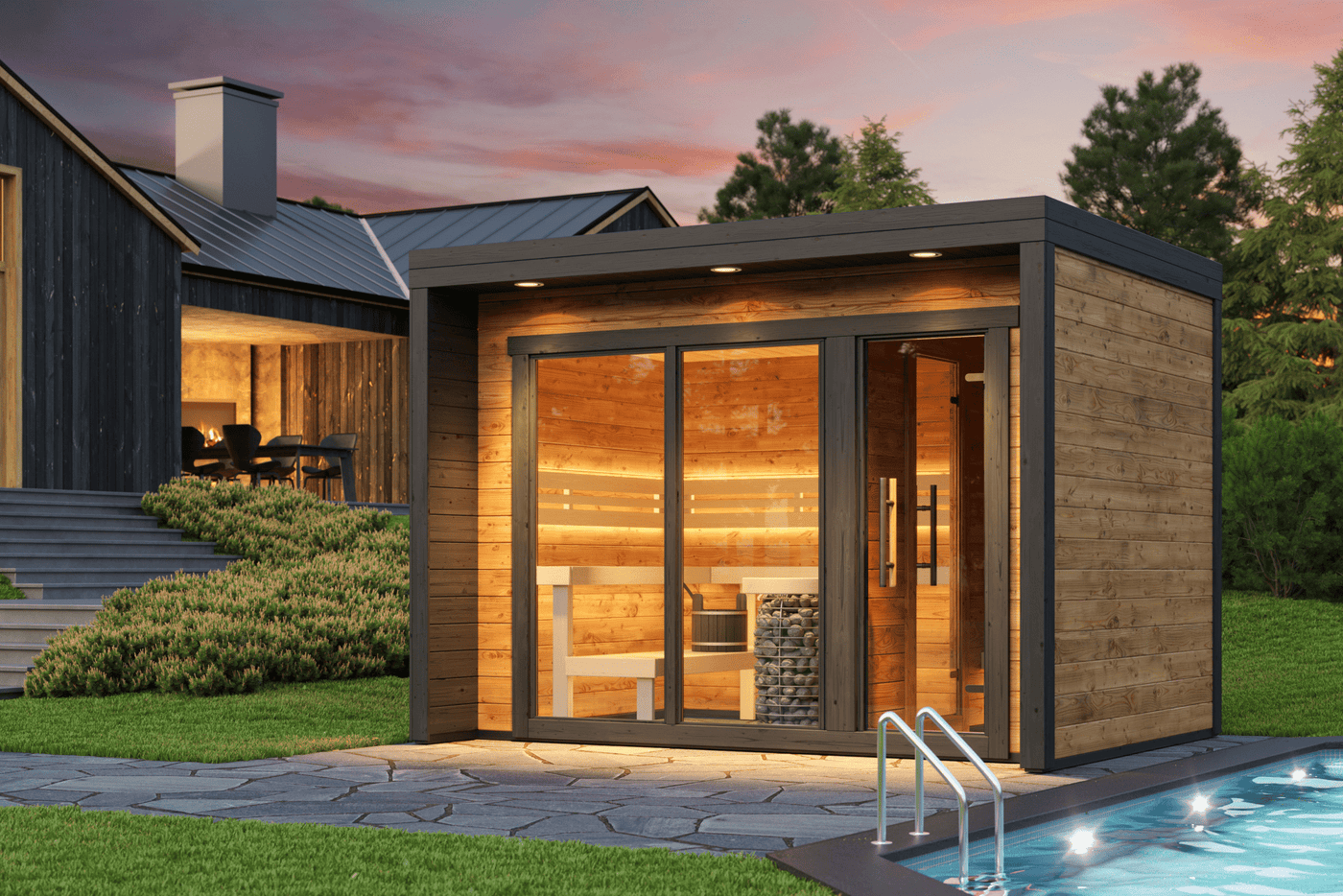 Premium Saunahaus PATIO M - Thermoholz