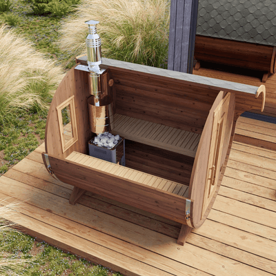 Kleine Fasssauna 2,2 Meter aus Thermoholz - VITKONWOOD