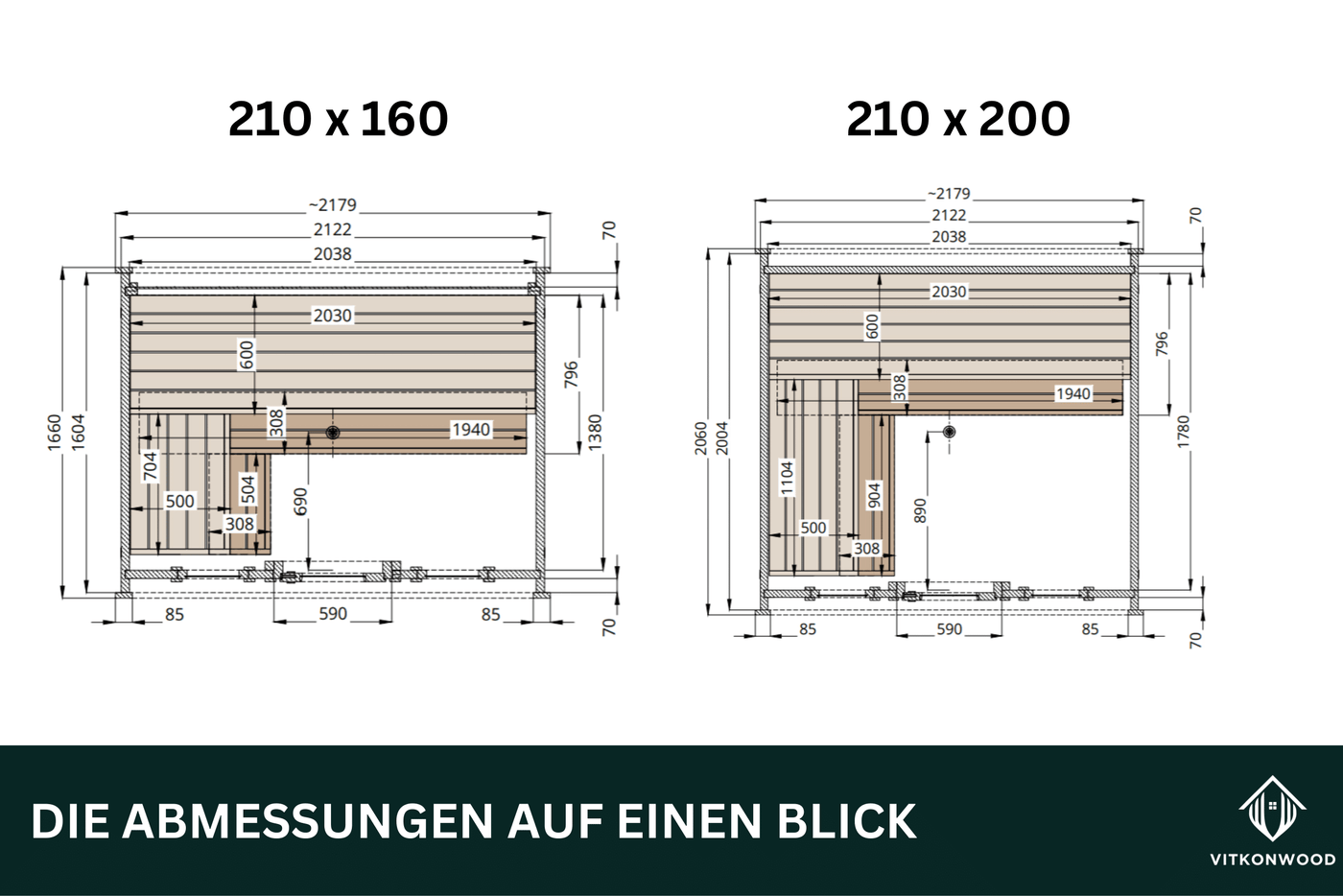 Kleine Gartensauna aus Thermoholz - VITKON DICE POCKET