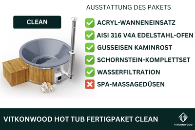 Hot Tub Fertigpaket CLEAN | Badefass mit Holzofen