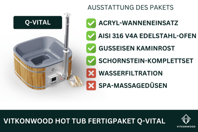 Hot Tub Fertigpaket Q-VITAL | Badefass mit Holzofen