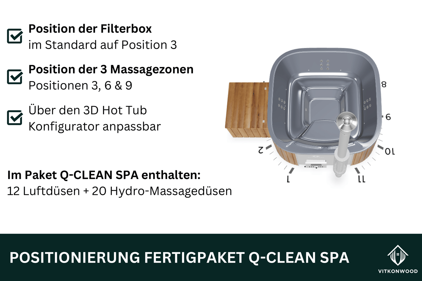 Hot Tub mit Holzofen Q-Clean SPA | Mit Filter- und Massagefunktion