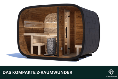 Moderne Gartensauna - Sauna Cube VITKON DOUBLE MIRROR
