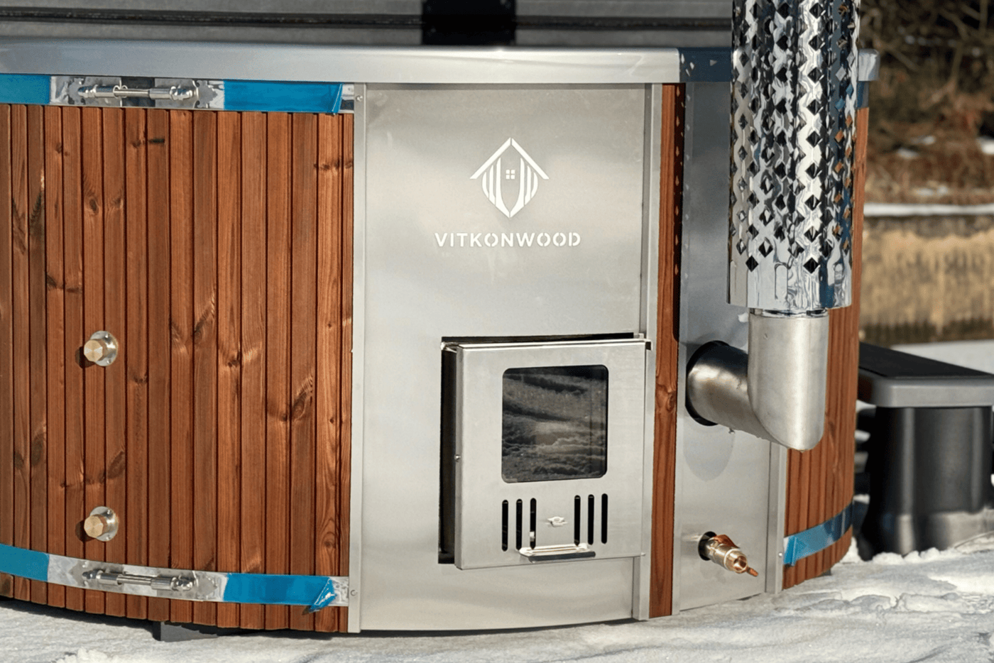 AKTIONSMODELL: Hot Tub mit integr. Holzofen | Komplettpaket BASIC-LINE TWO