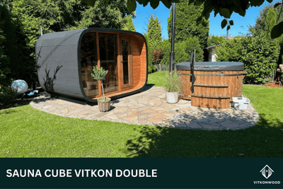 Moderne Gartensauna mit Vorraum - Sauna Cube VITKON DOUBLE