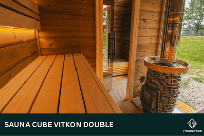 Moderne Gartensauna mit Vorraum - Sauna Cube VITKON DOUBLE