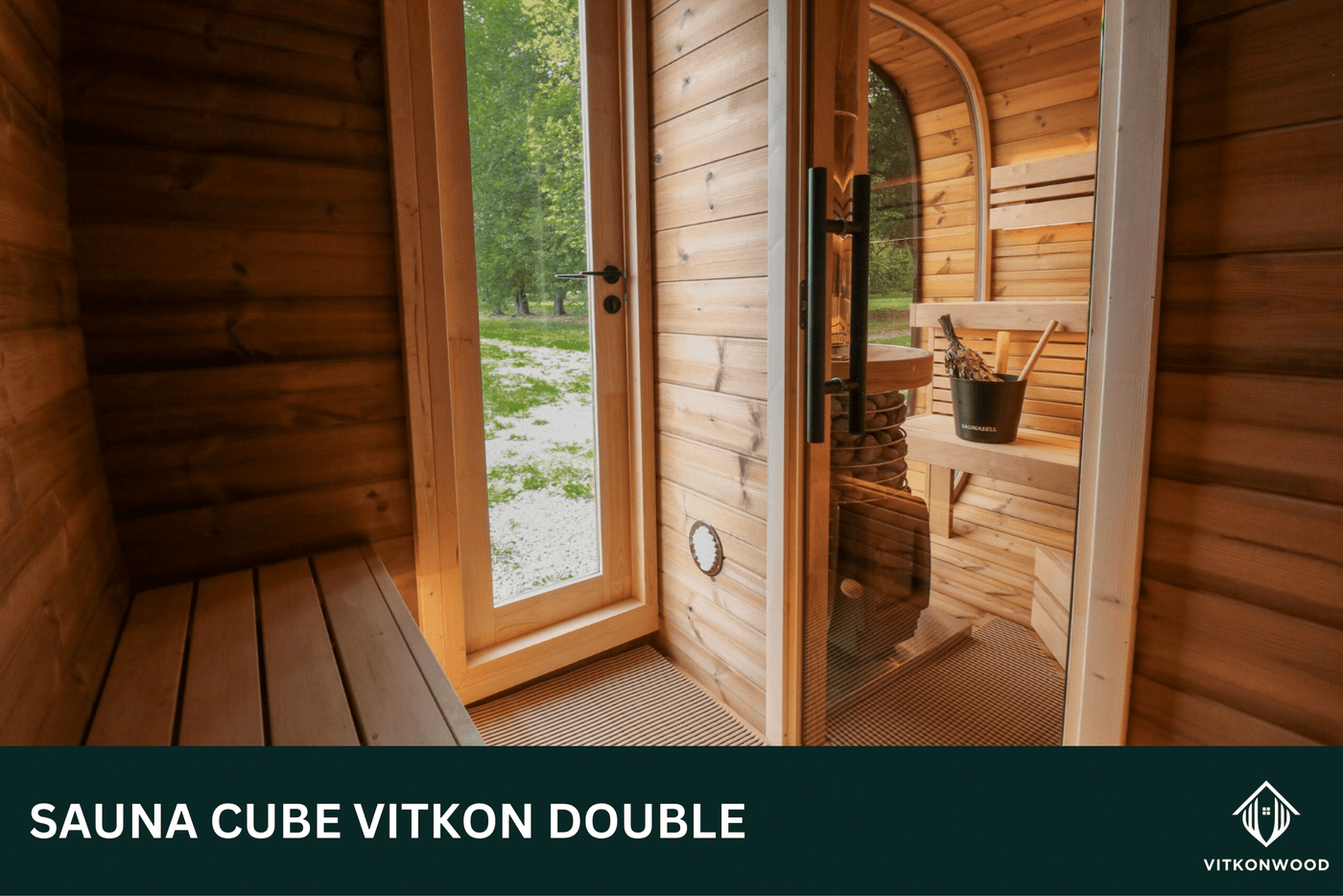 Moderne Gartensauna mit Vorraum - Sauna Cube VITKON DOUBLE