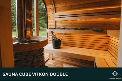 Moderne Gartensauna mit Vorraum - Sauna Cube VITKON DOUBLE