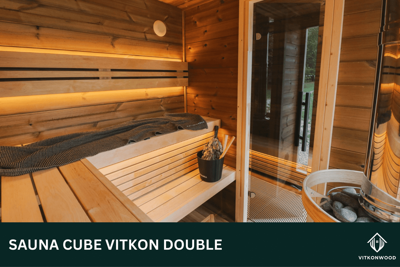 Moderne Gartensauna mit Vorraum - Sauna Cube VITKON DOUBLE