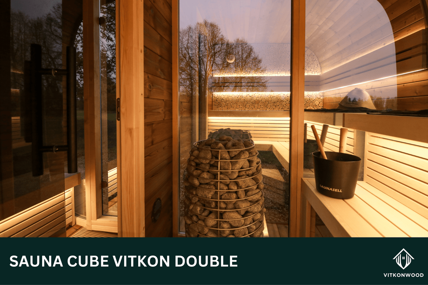 Moderne Gartensauna mit Vorraum - Sauna Cube VITKON DOUBLE