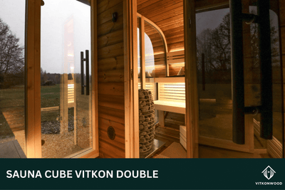 Moderne Gartensauna mit Vorraum - Sauna Cube VITKON DOUBLE