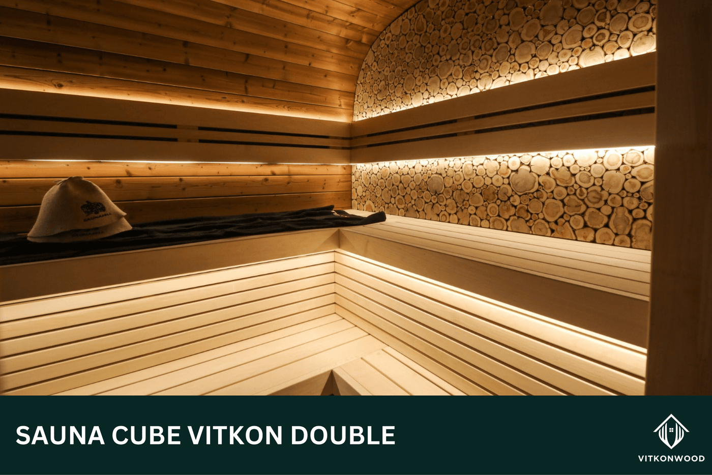 Moderne Gartensauna mit Vorraum - Sauna Cube VITKON DOUBLE