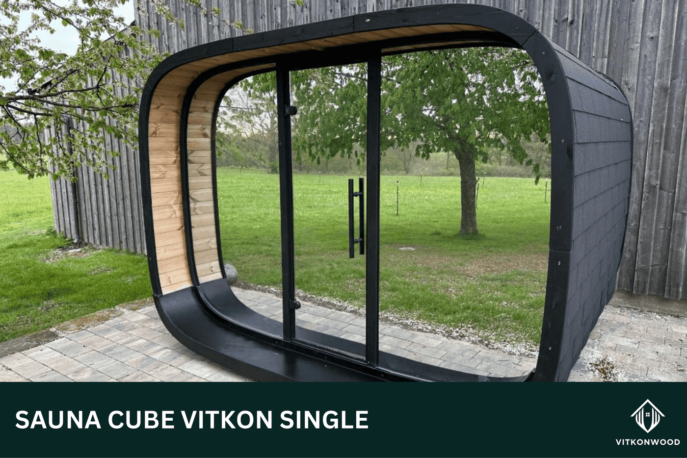 Moderne Gartensauna ohne Vorraum - Sauna Cube VITKON SINGLE