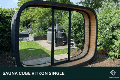 Moderne Gartensauna ohne Vorraum - Sauna Cube VITKON SINGLE