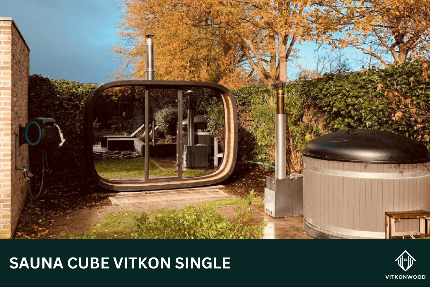 Moderne Gartensauna ohne Vorraum - Sauna Cube VITKON SINGLE